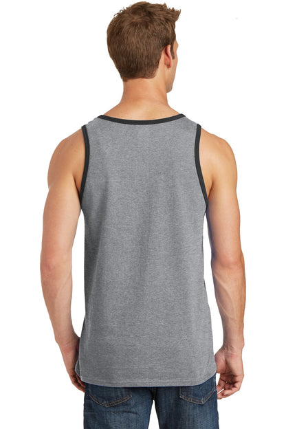 Custom Embroidered Port & Company Core Cotton Tank Top.  PC54TT,Athletic Heather/ Jet Black