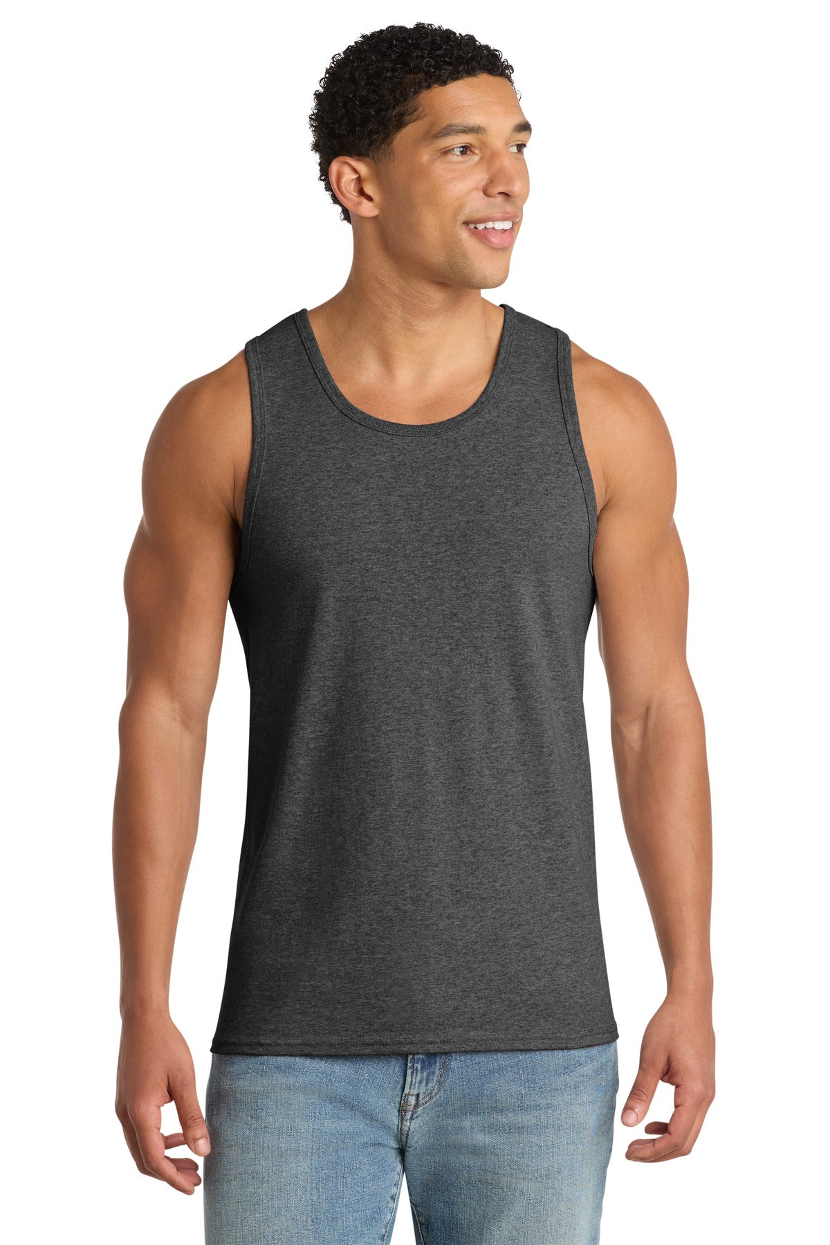 Custom Embroidered Port & Co T-Shirts  in Dark Heather Grey