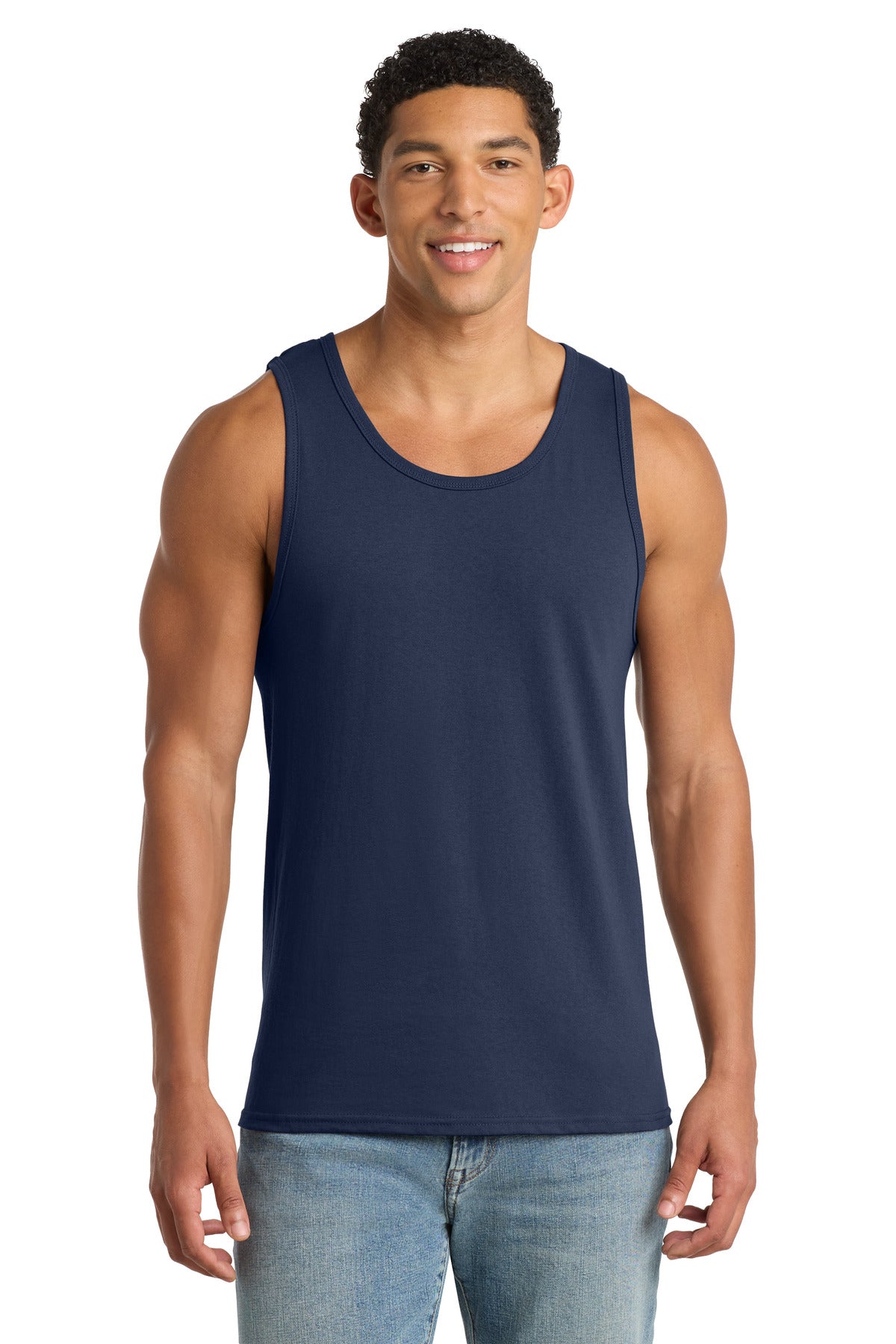 Custom Embroidered Port & Co T-Shirts  in Navy