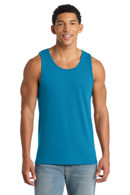 Custom Embroidered Port & Co T-Shirts  in Neon Blue