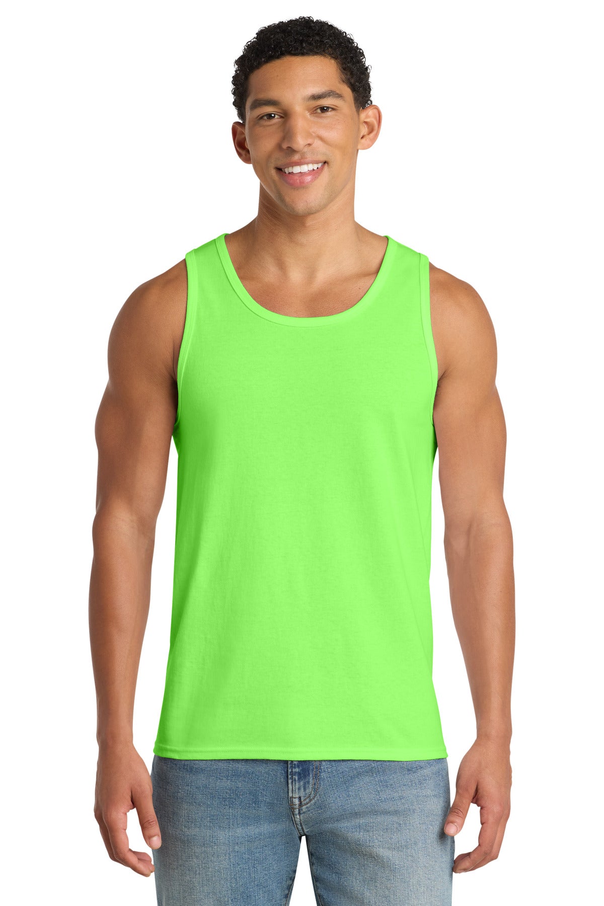 Custom Embroidered Port & Co T-Shirts  in Neon Green