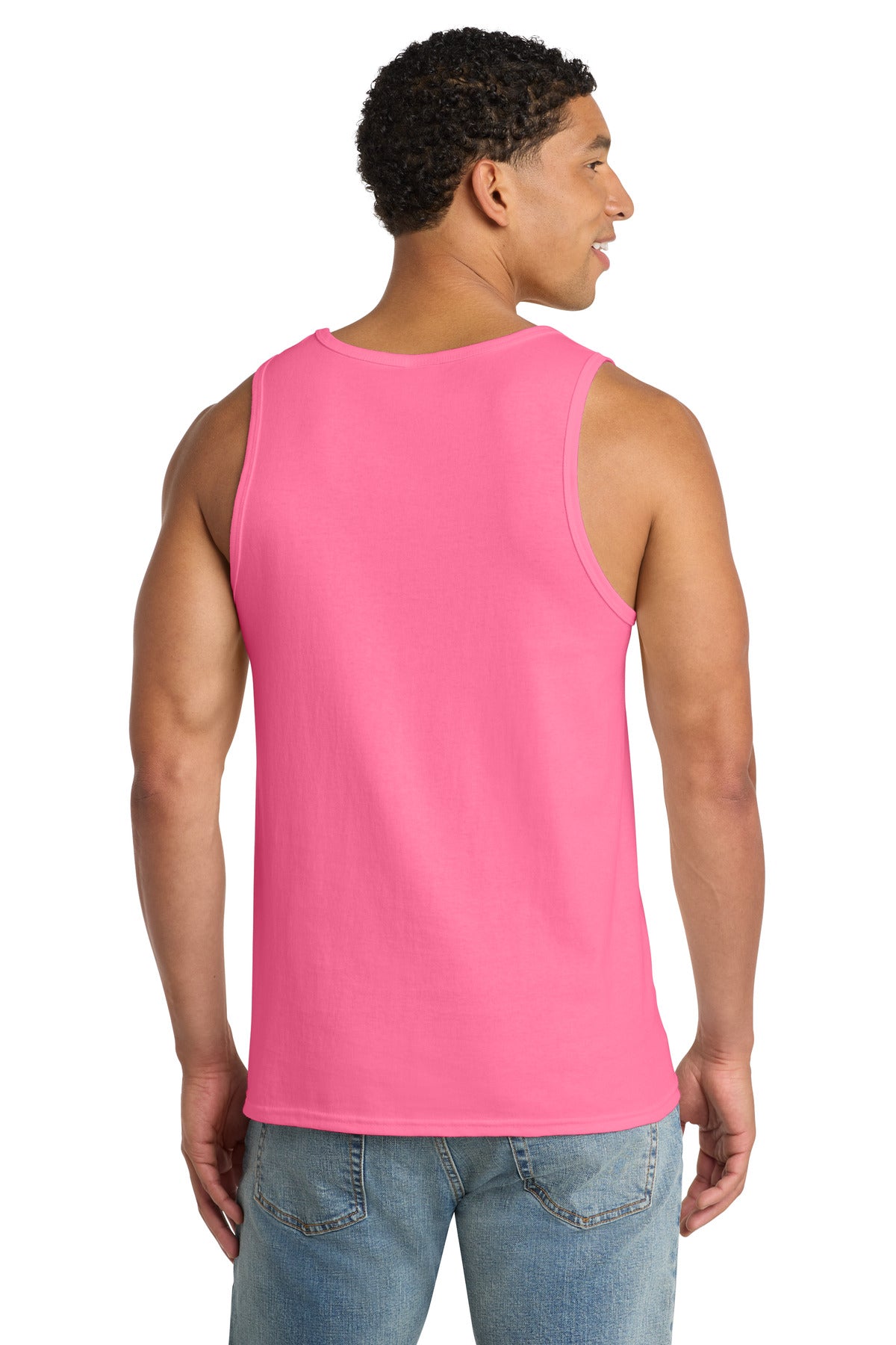 Custom Embroidered Port & Co T-Shirts  in Neon Pink