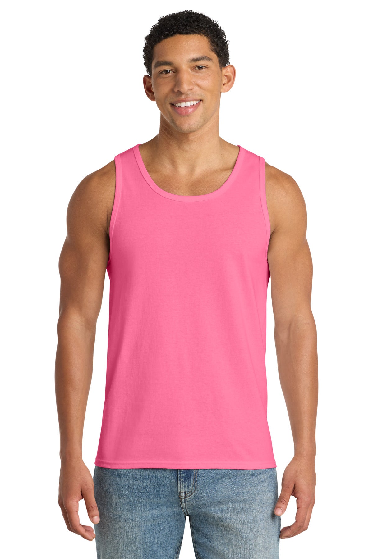 Custom Embroidered Port & Co T-Shirts  in Neon Pink
