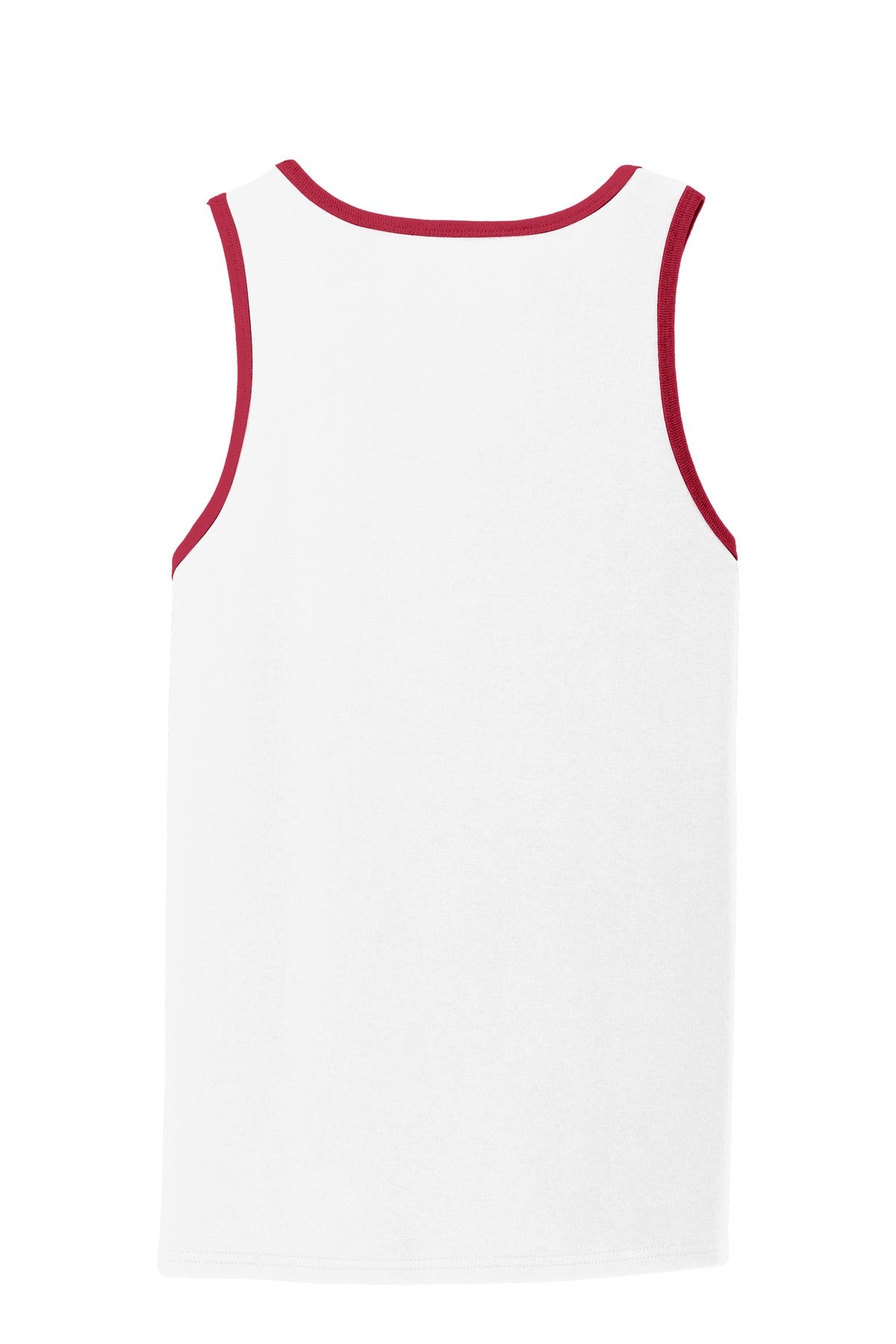 Port & Company Core Cotton Tank Top.  PC54TT White/ Red