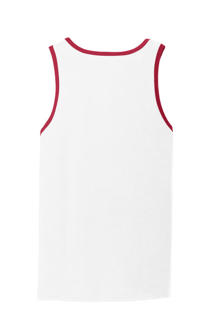 Port & Company Core Cotton Tank Top.  PC54TT White/ Red