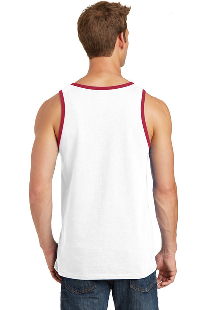 Custom Embroidered Port & Company Core Cotton Tank Top.  PC54TT,White/ Red