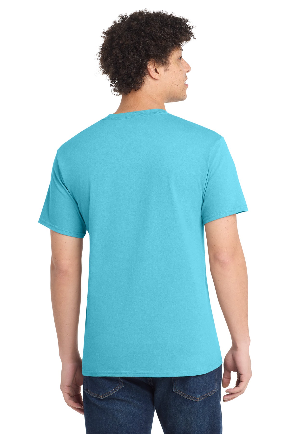 Custom Embroidered Port & Co T-Shirts  in Aquatic Blue