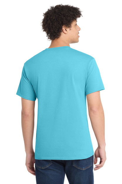 Custom Embroidered Port & Co T-Shirts  in Aquatic Blue