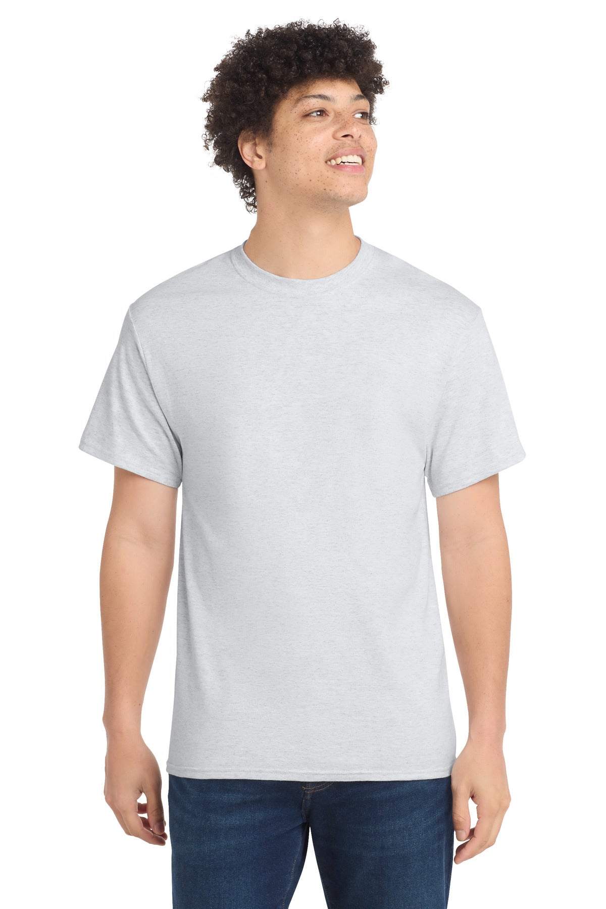 Custom Embroidered Port & Co T-Shirts  in Ash