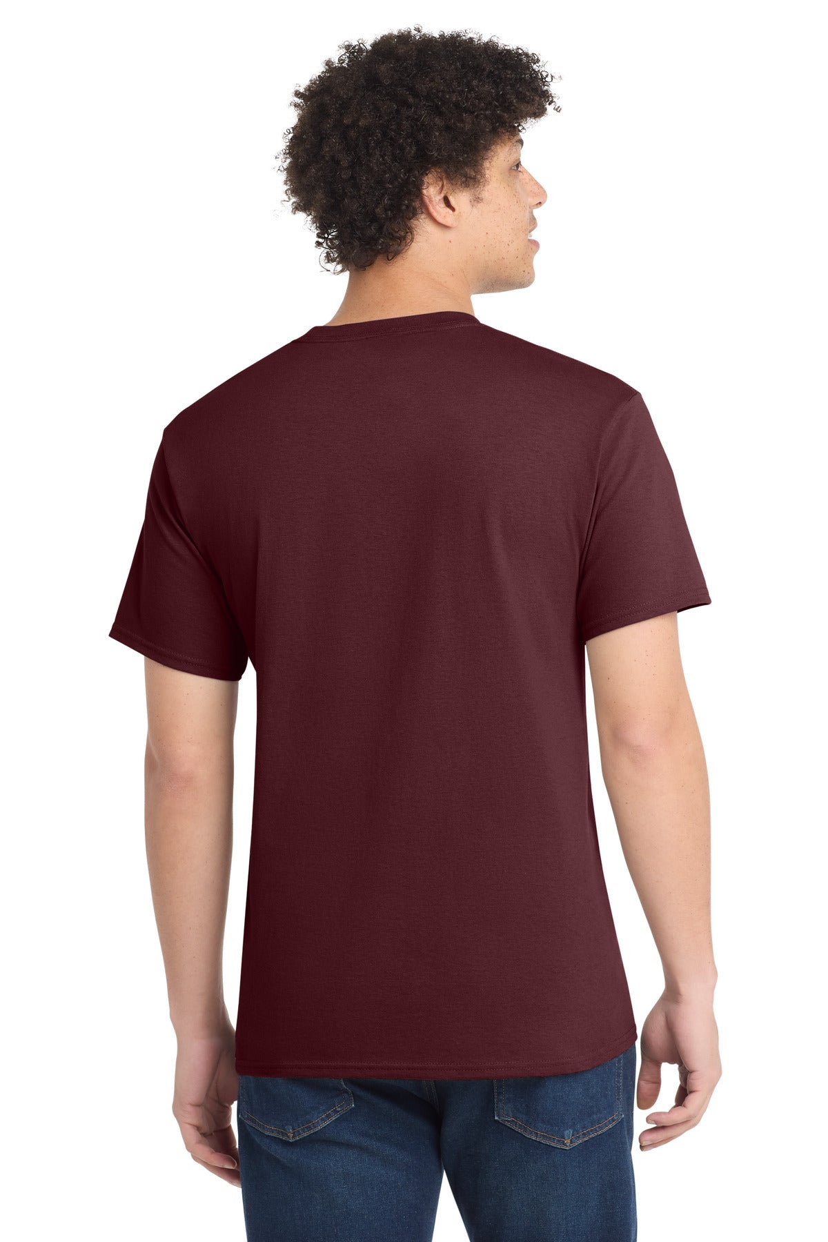 Custom Embroidered Port & Co T-Shirts  in Athletic Maroon