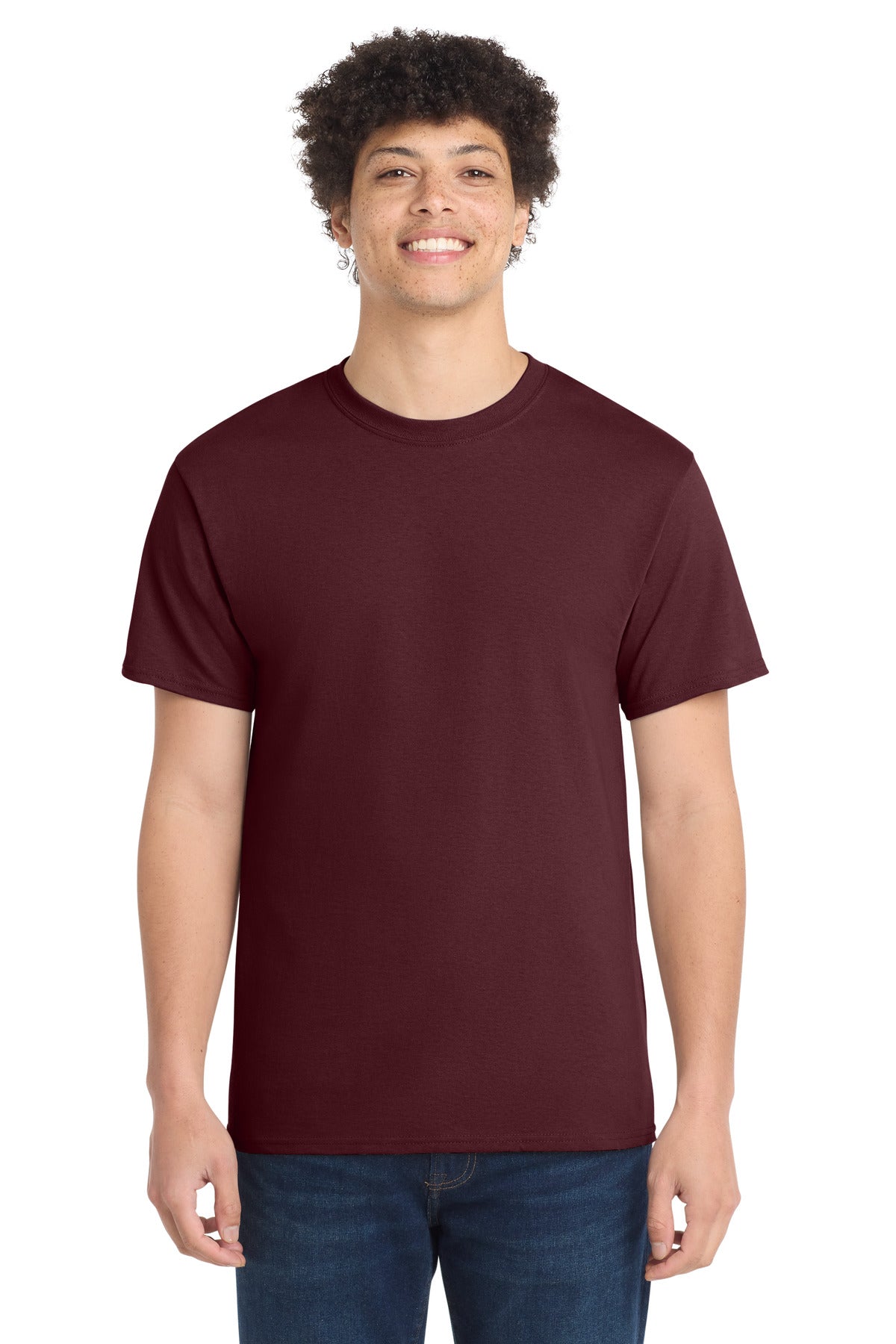 Custom Embroidered Port & Co T-Shirts  in Athletic Maroon