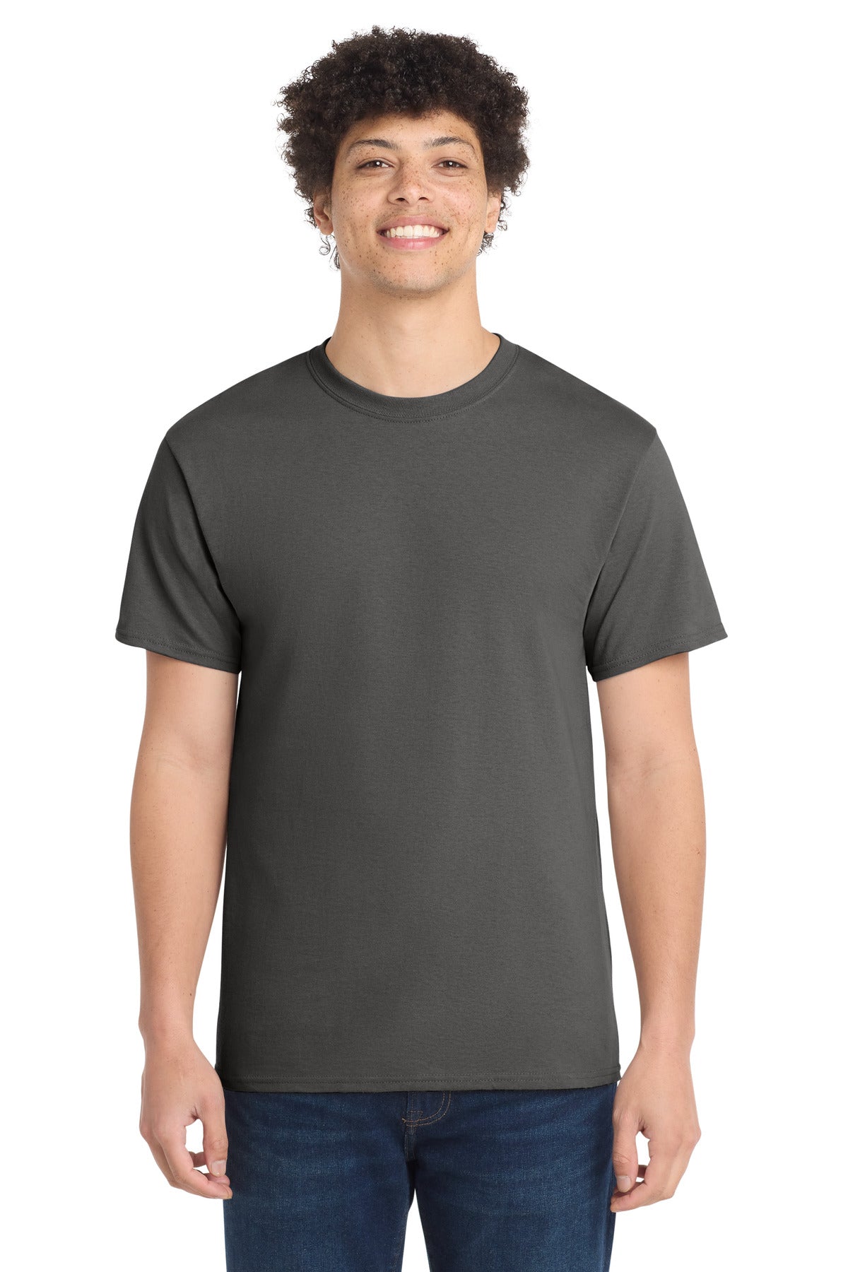 Custom Embroidered Port & Co T-Shirts  in Charcoal