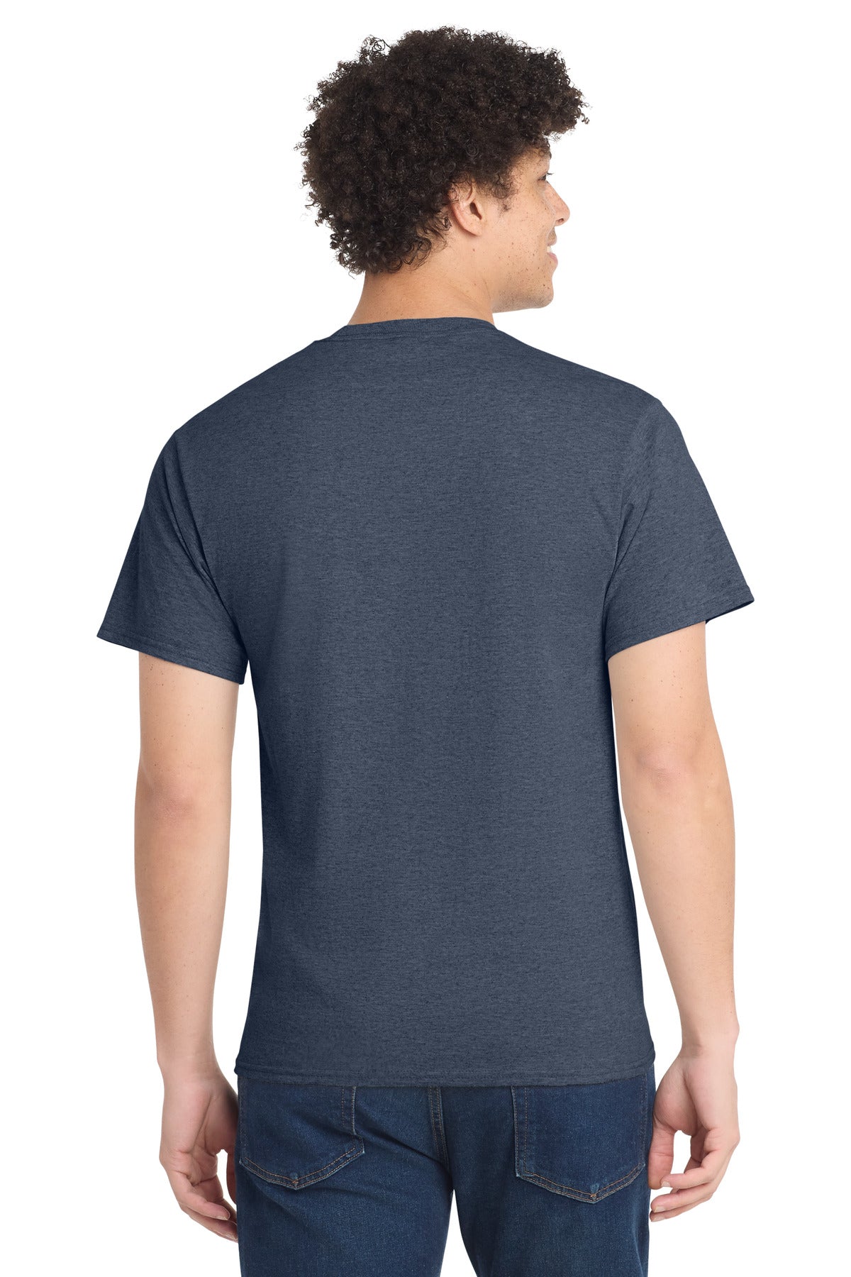 Custom Embroidered Port & Co T-Shirts  in Heather Navy