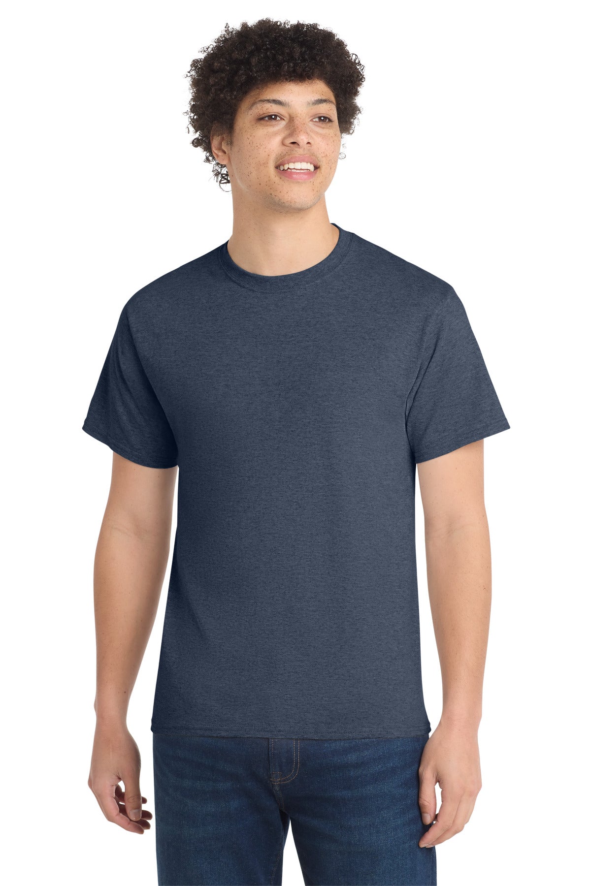 Custom Embroidered Port & Co T-Shirts  in Heather Navy