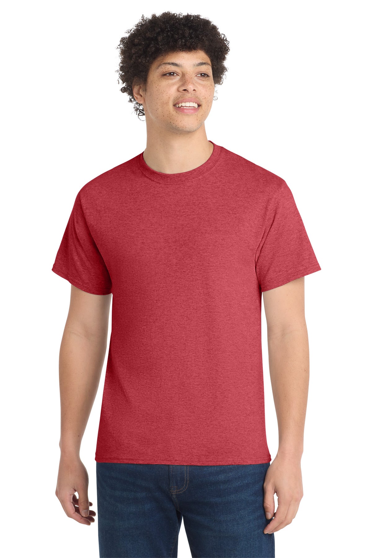 Custom Embroidered Port & Co T-Shirts  in Heather Red