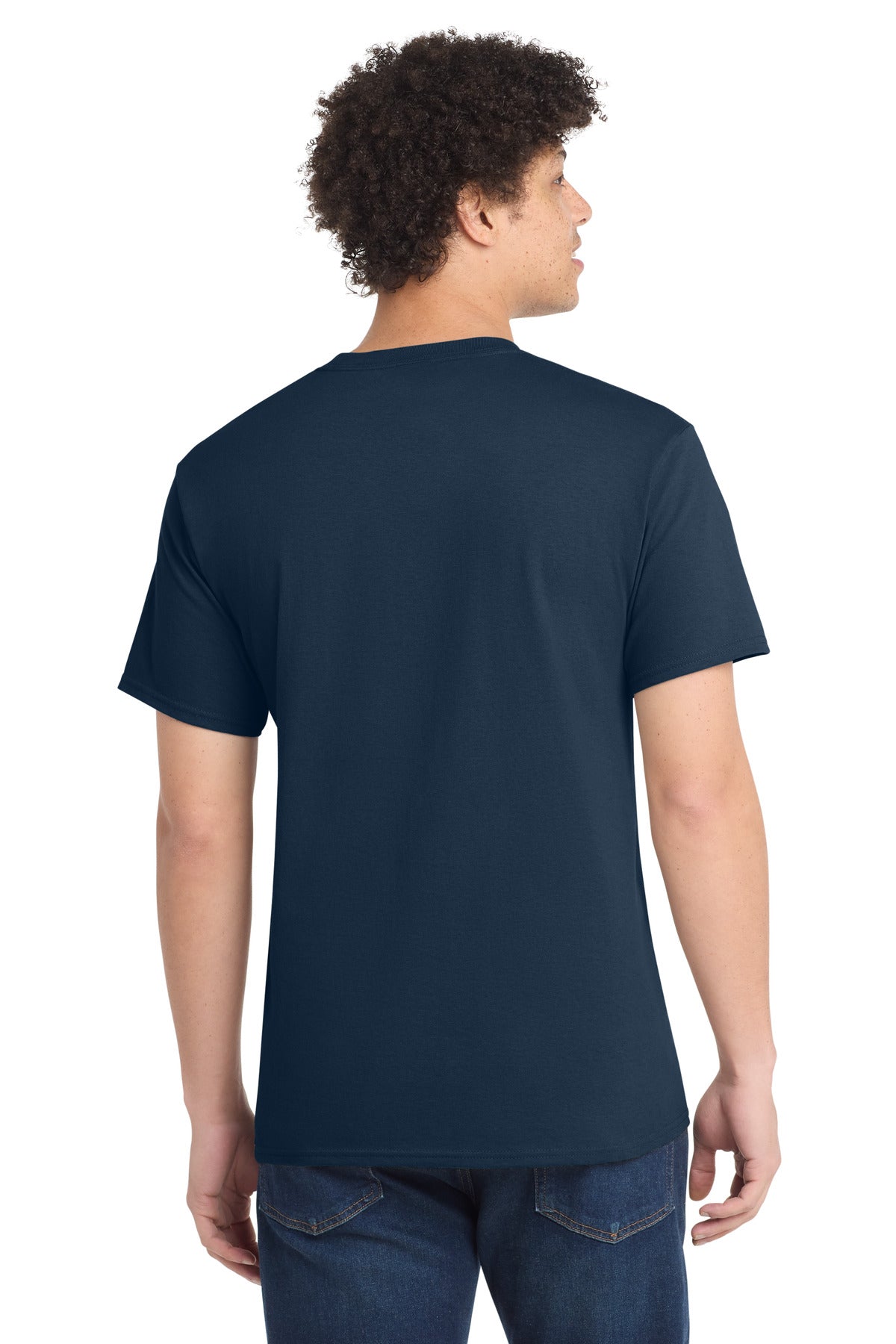 Custom Embroidered Port & Co T-Shirts  in Navy