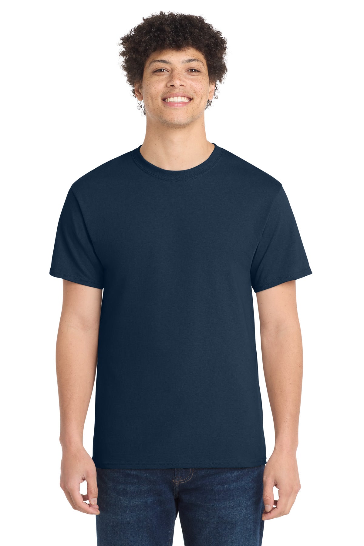 Custom Embroidered Port & Co T-Shirts  in Navy