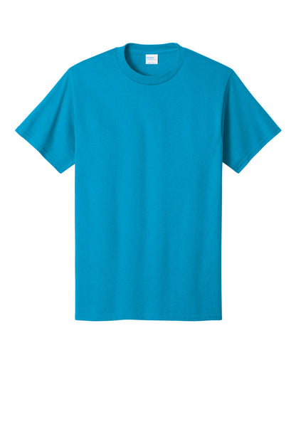 Custom Embroidered Port & Co T-Shirts  in Neon Blue