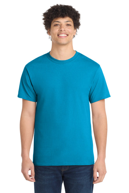 Custom Embroidered Port & Co T-Shirts  in Neon Blue