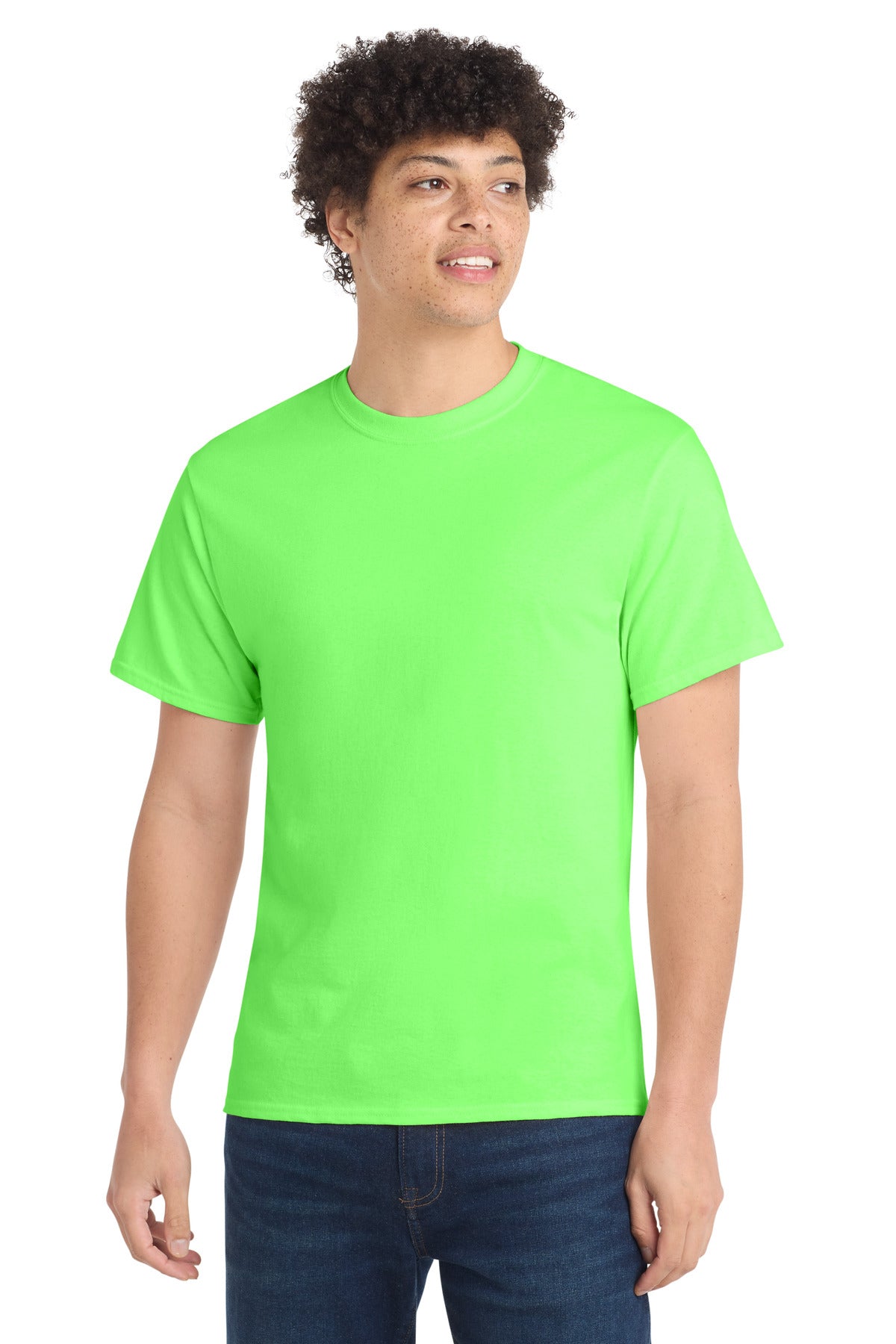 Custom Embroidered Port & Co T-Shirts  in Neon Green