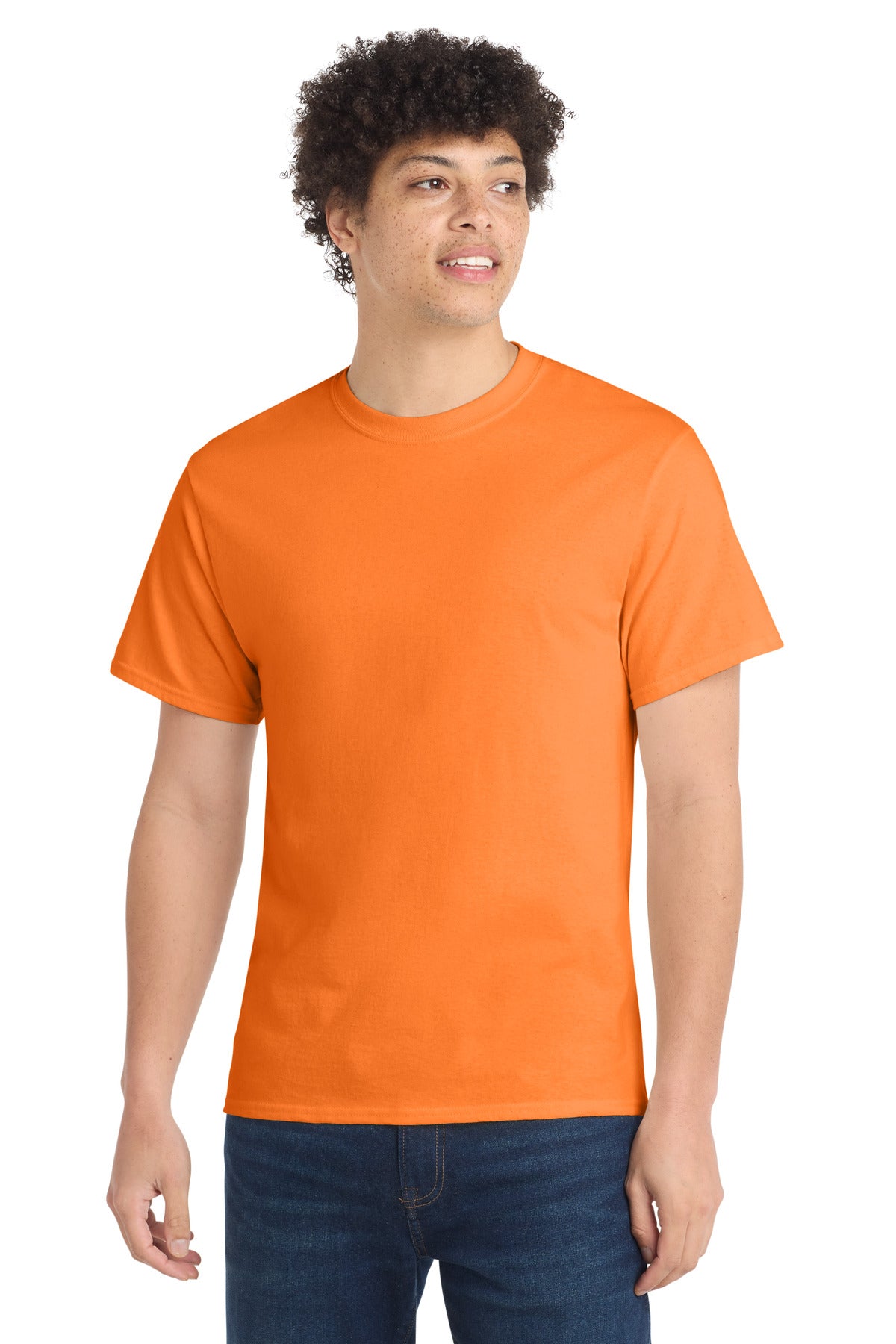 Custom Embroidered Port & Co T-Shirts  in Neon Orange
