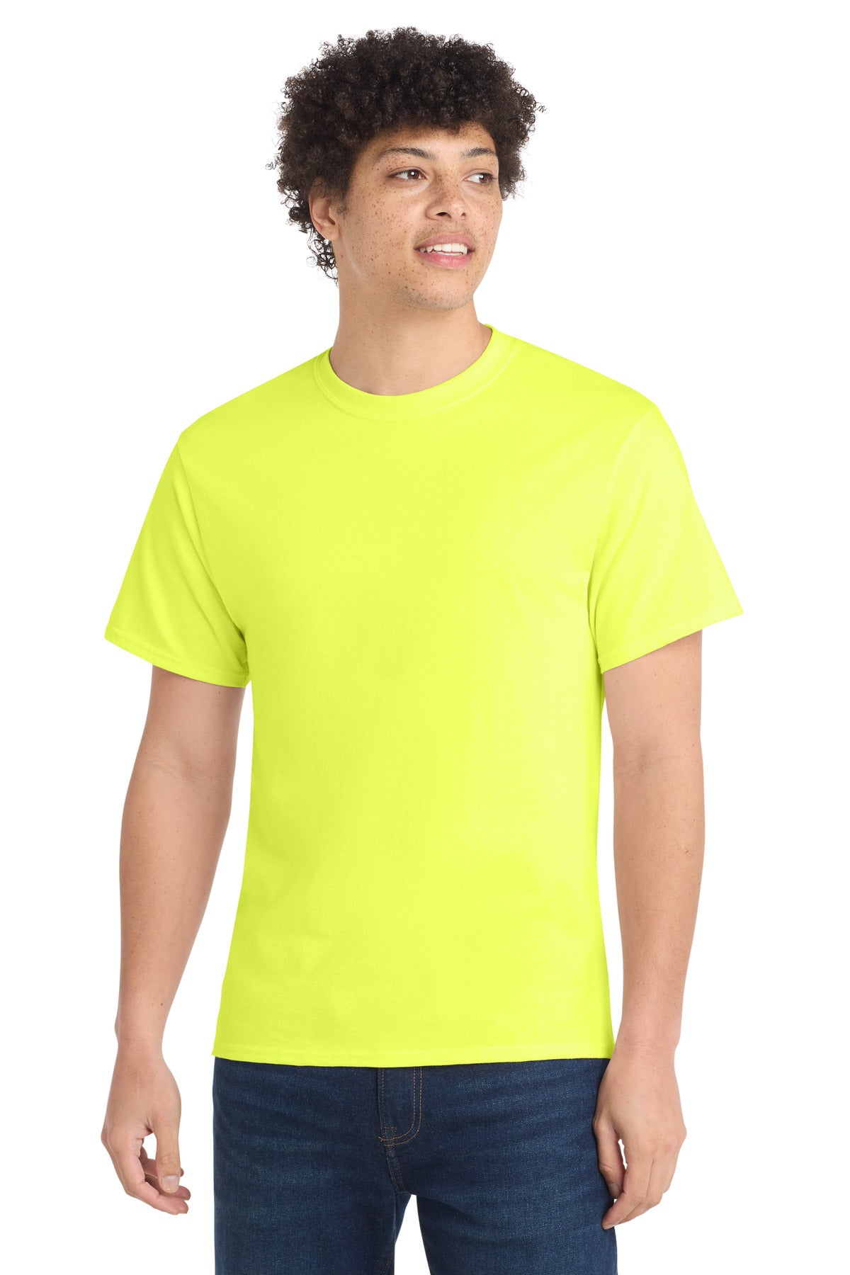 Custom Embroidered Port & Co T-Shirts  in Neon Yellow