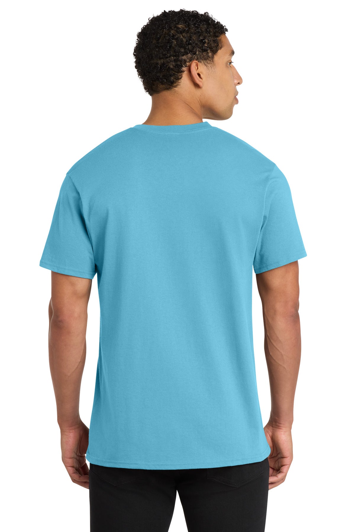 Custom Embroidered Port & Co T-Shirts  in Aquatic Blue