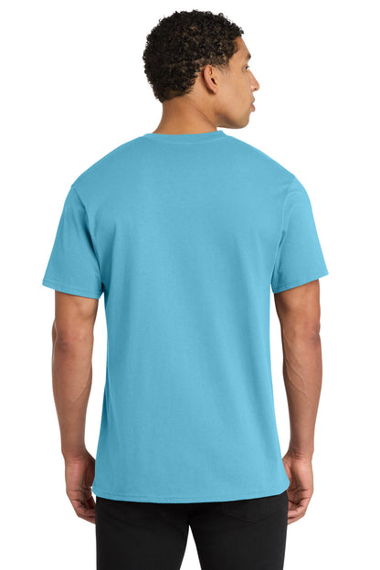 Custom Embroidered Port & Co T-Shirts  in Aquatic Blue