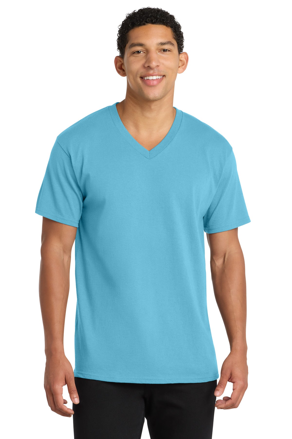 Custom Embroidered Port & Co T-Shirts  in Aquatic Blue