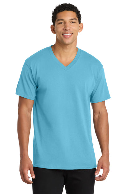 Custom Embroidered Port & Co T-Shirts  in Aquatic Blue