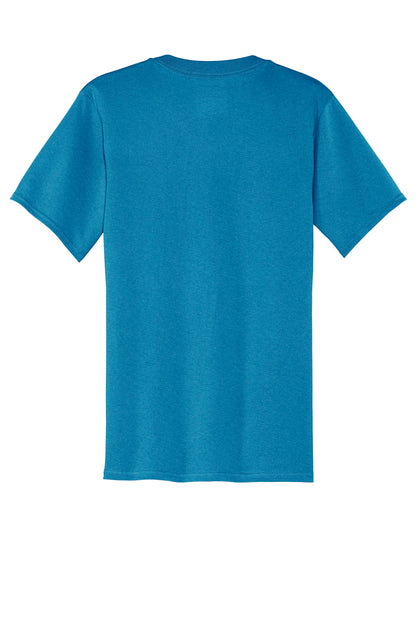 Custom Embroidered Port & Co T-Shirts  in Neon Blue