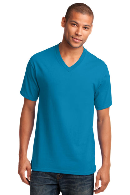 Custom Embroidered Port & Co T-Shirts  in Neon Blue