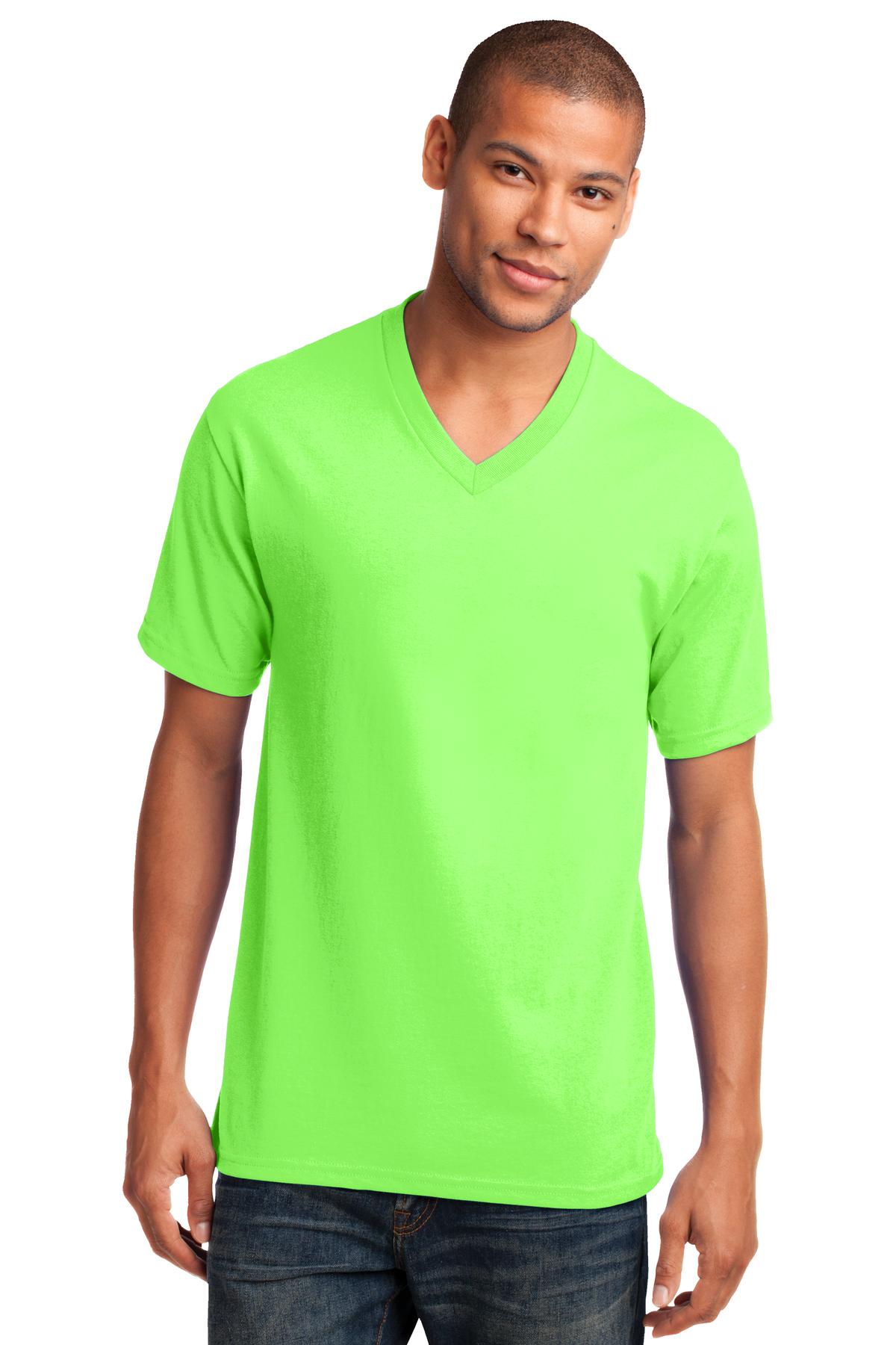 Custom Embroidered Port & Co T-Shirts  in Neon Green