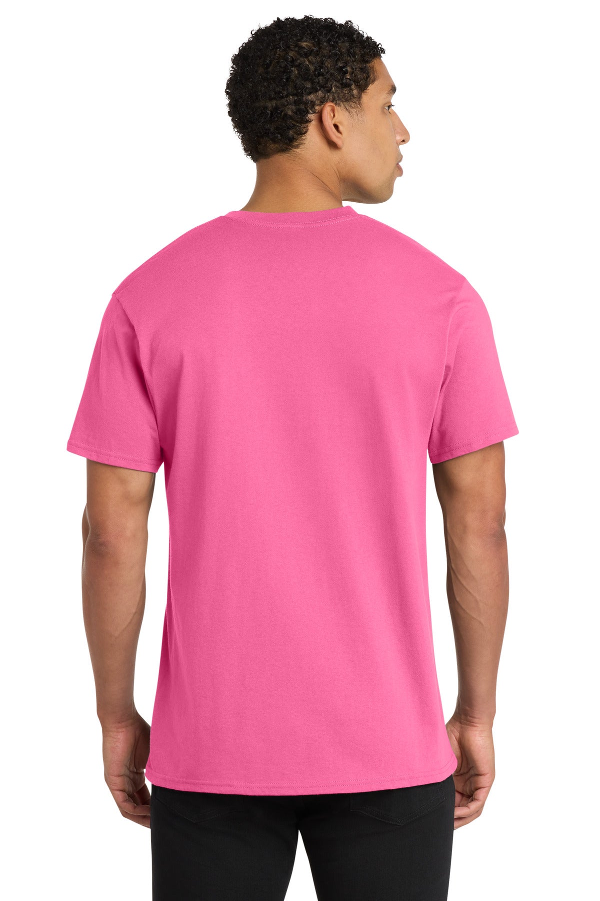 Custom Embroidered Port & Co T-Shirts  in Neon Pink