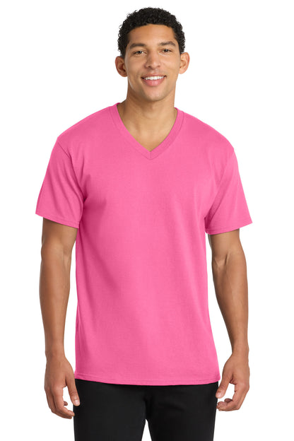 Custom Embroidered Port & Co T-Shirts  in Neon Pink