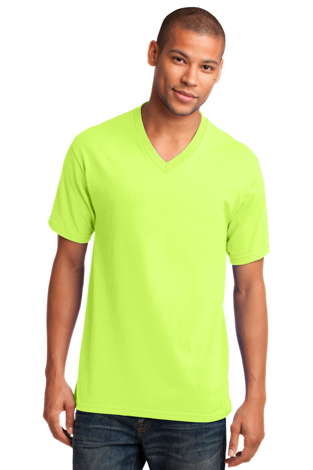 Custom Embroidered Port & Co T-Shirts  in Neon Yellow