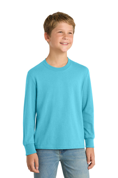 Custom Embroidered Port & Co T-Shirts  in Aquatic Blue