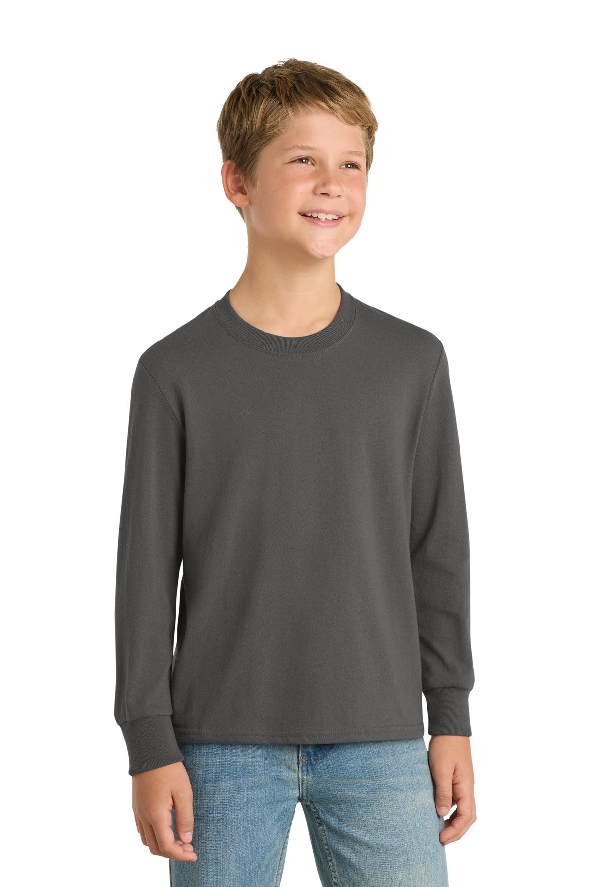 Custom Embroidered Port & Co T-Shirts  in Charcoal