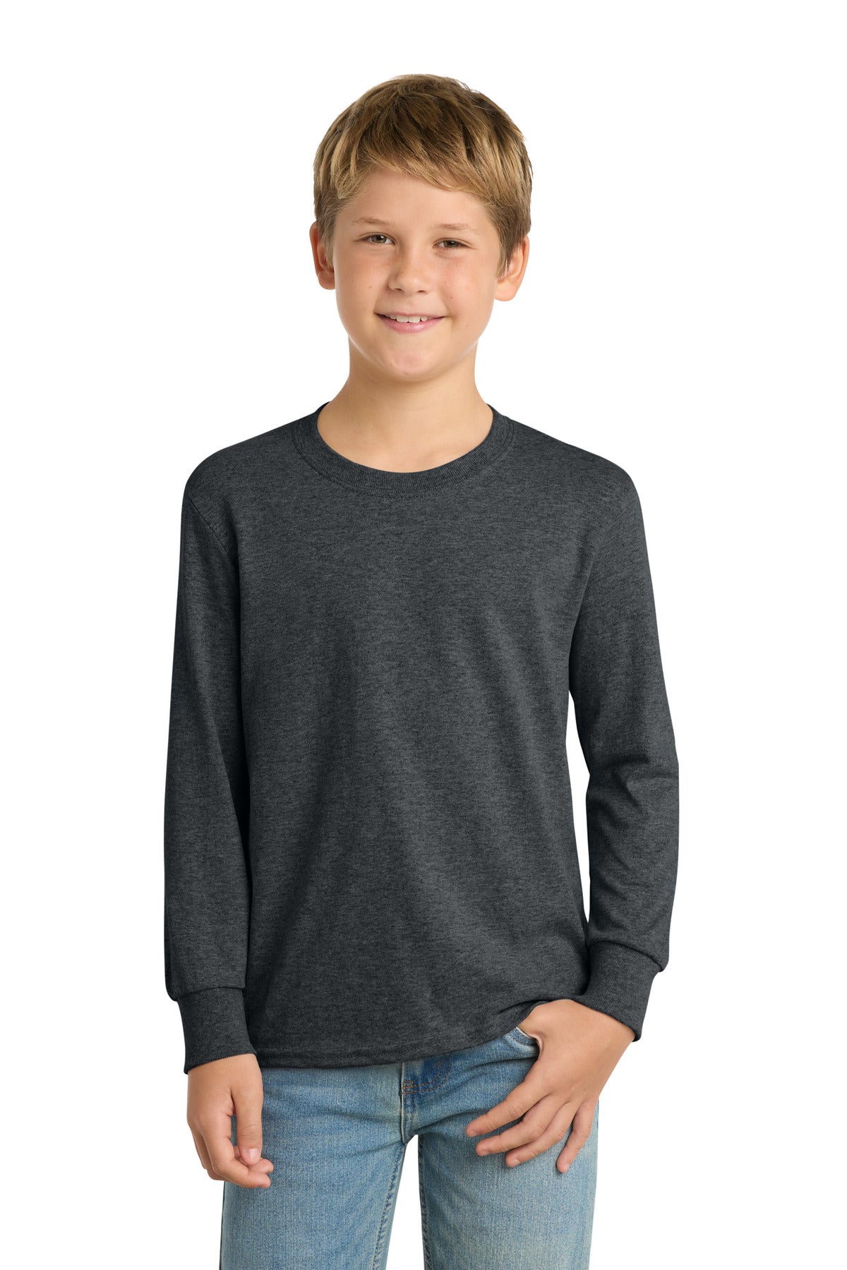 Custom Embroidered Port & Co T-Shirts  in Dark Heather Grey