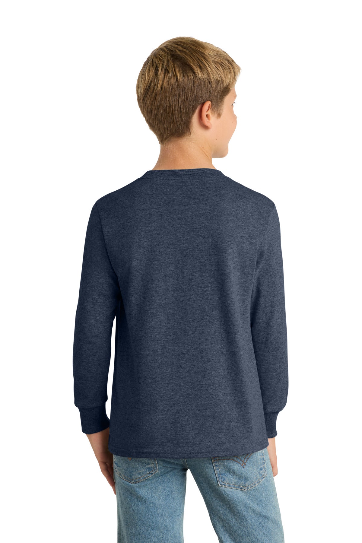 Custom Embroidered Port & Co T-Shirts  in Heather Navy