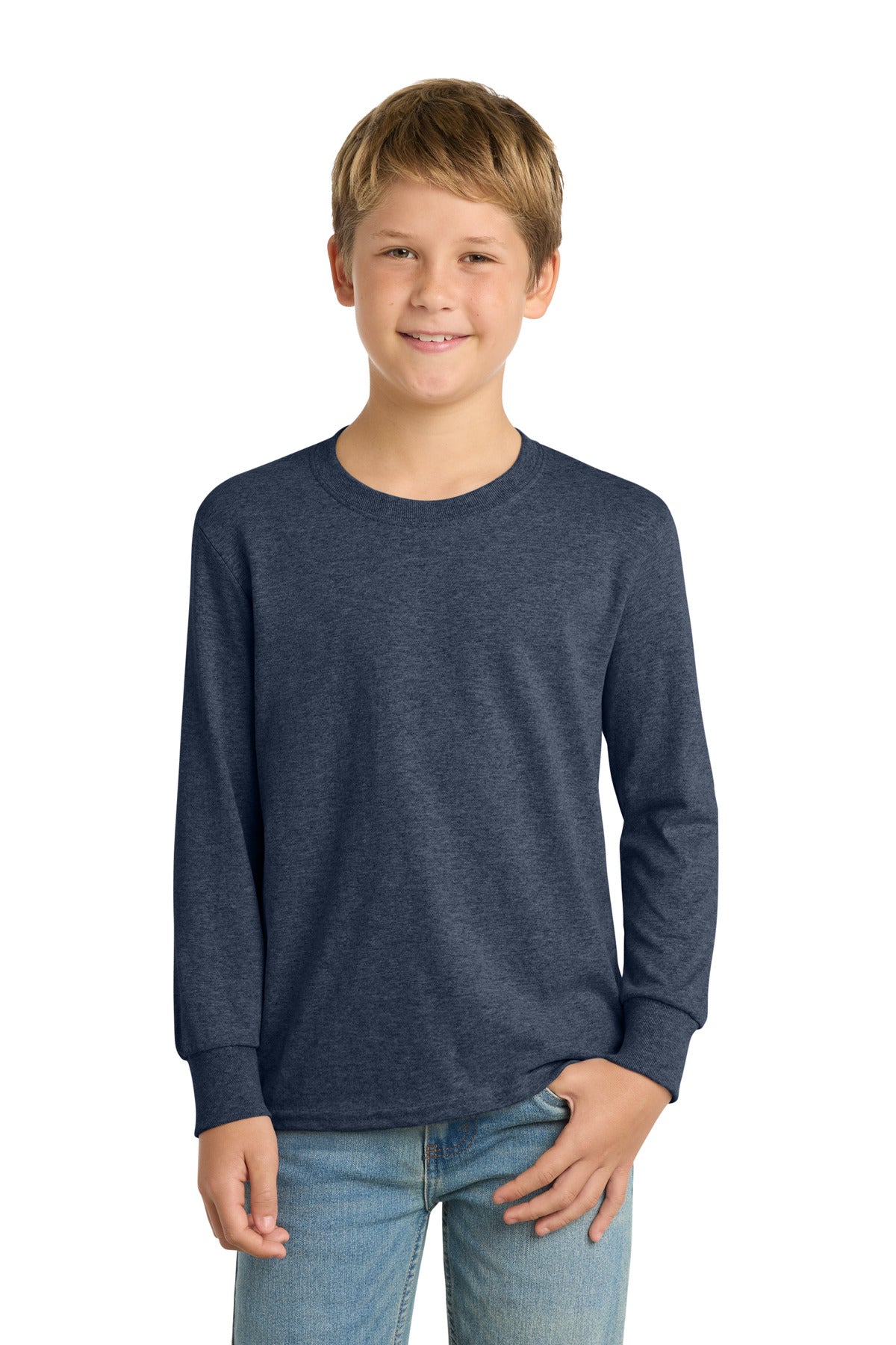 Custom Embroidered Port & Co T-Shirts  in Heather Navy