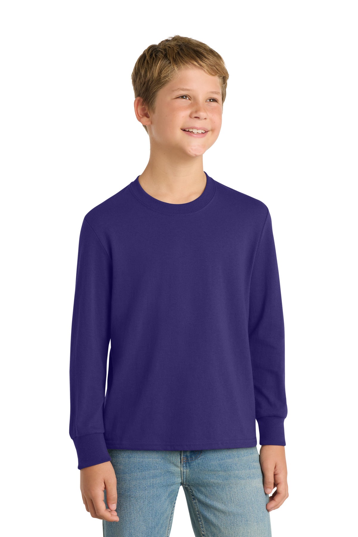 Custom Embroidered Port & Co T-Shirts  in Team Purple