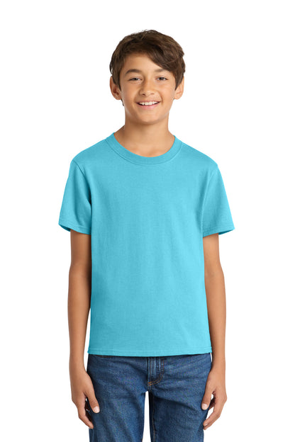 Custom Embroidered Port & Co T-Shirts  in Aquatic Blue