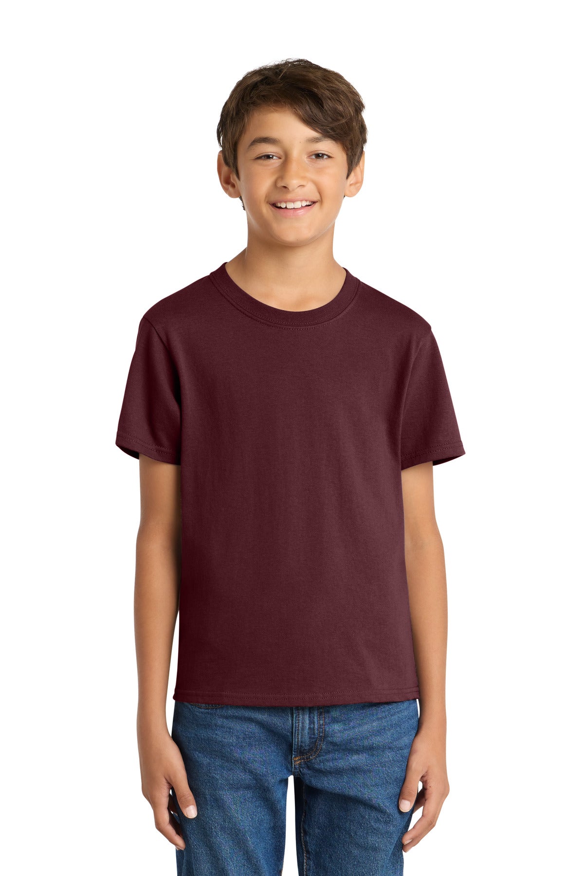 Custom Embroidered Port & Co T-Shirts  in Athletic Maroon