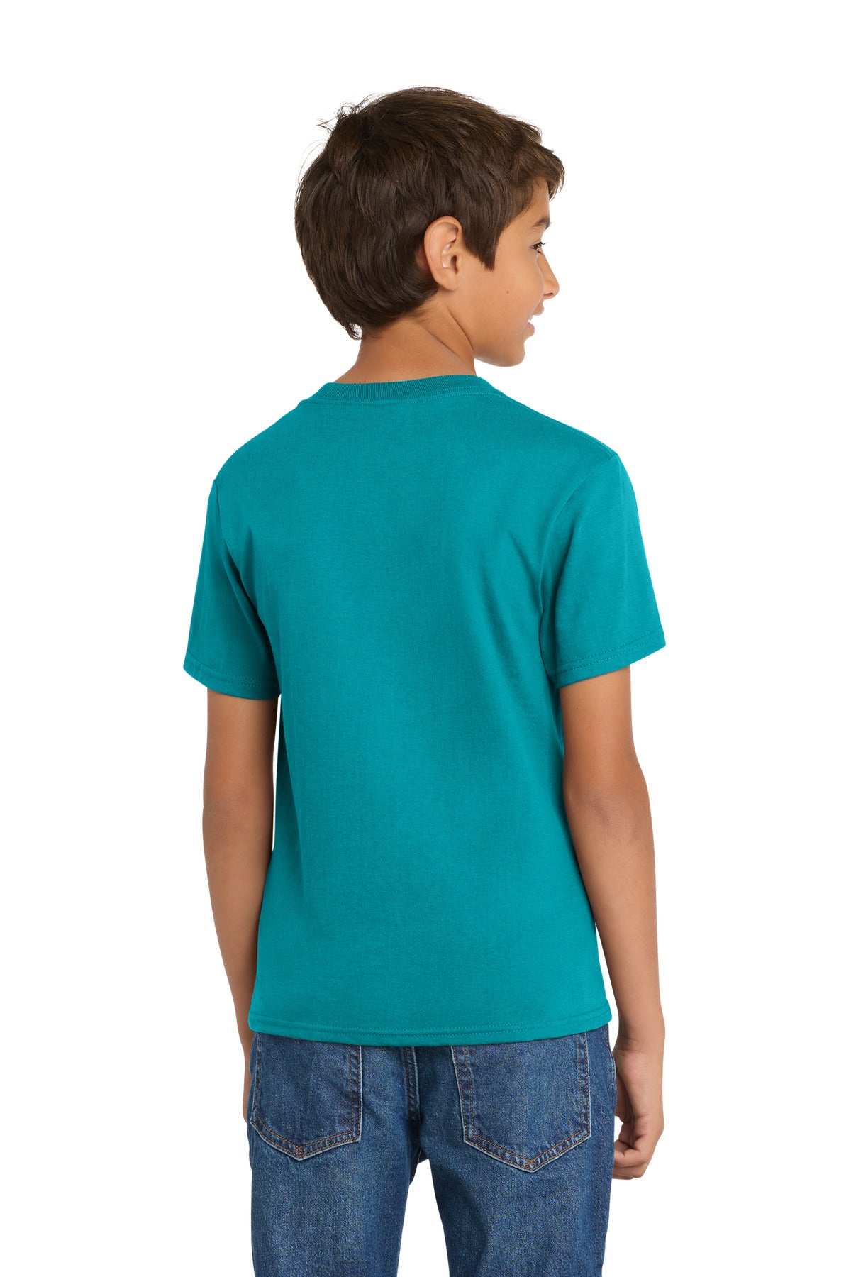 Custom Embroidered Port & Co T-Shirts  in Bright Aqua