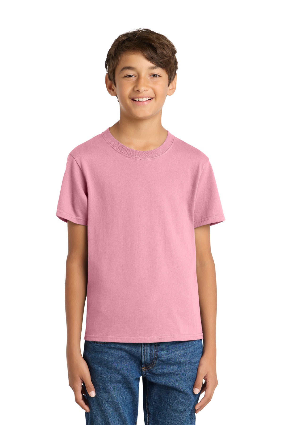 Custom Embroidered Port & Co T-Shirts  in Candy Pink