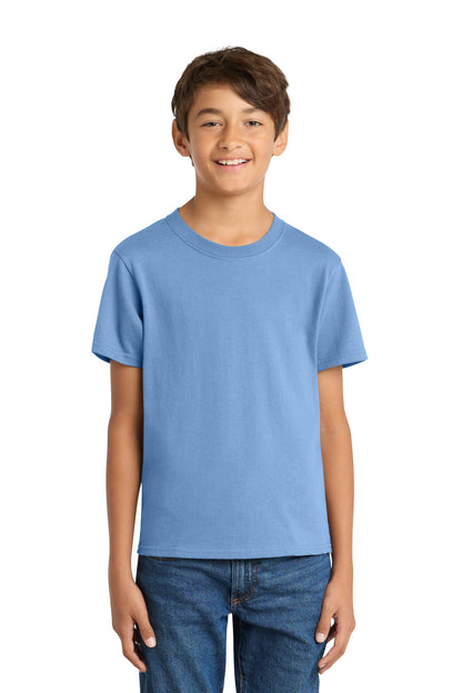Custom Embroidered Port & Co T-Shirts  in Carolina Blue