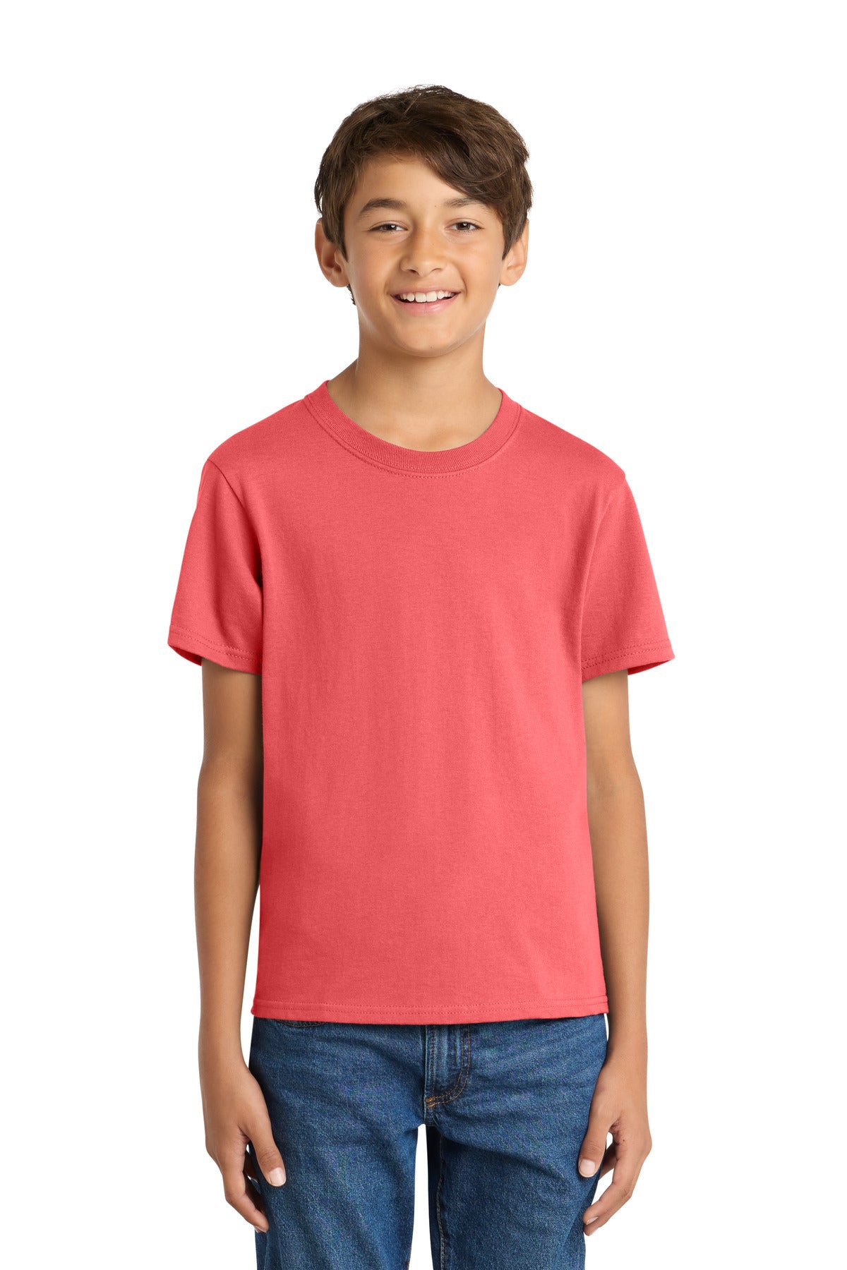 Custom Embroidered Port & Co T-Shirts  in Coral
