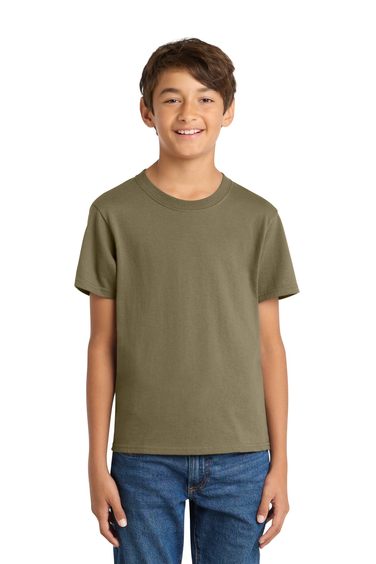 Custom Embroidered Port & Co T-Shirts  in Coyote Brown