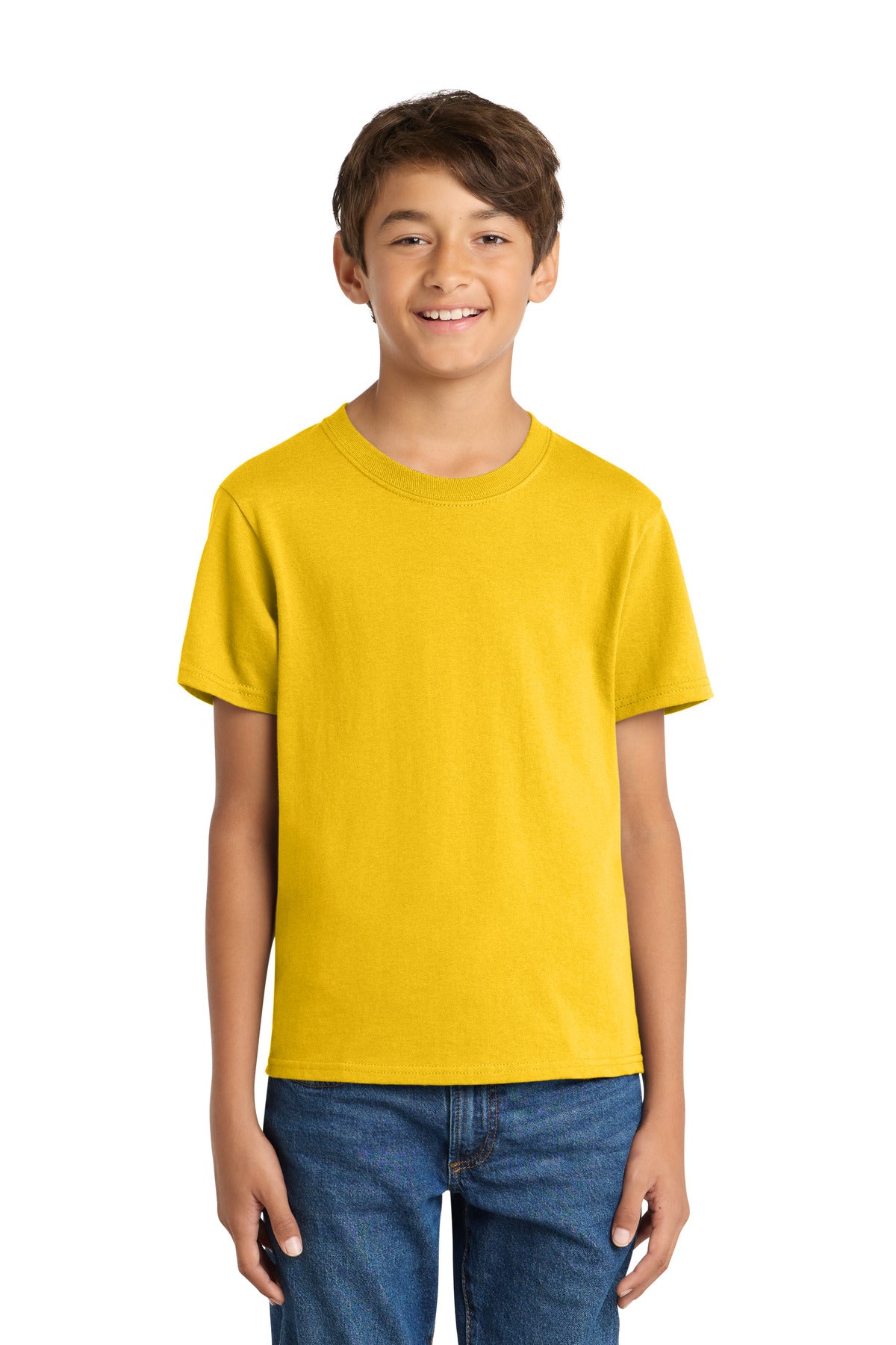 Custom Embroidered Port & Co T-Shirts  in Lemon Yellow